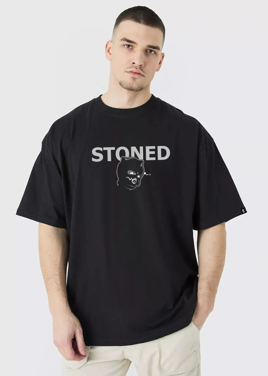 Devil Stoned Men Oversized Printed T-Shirt