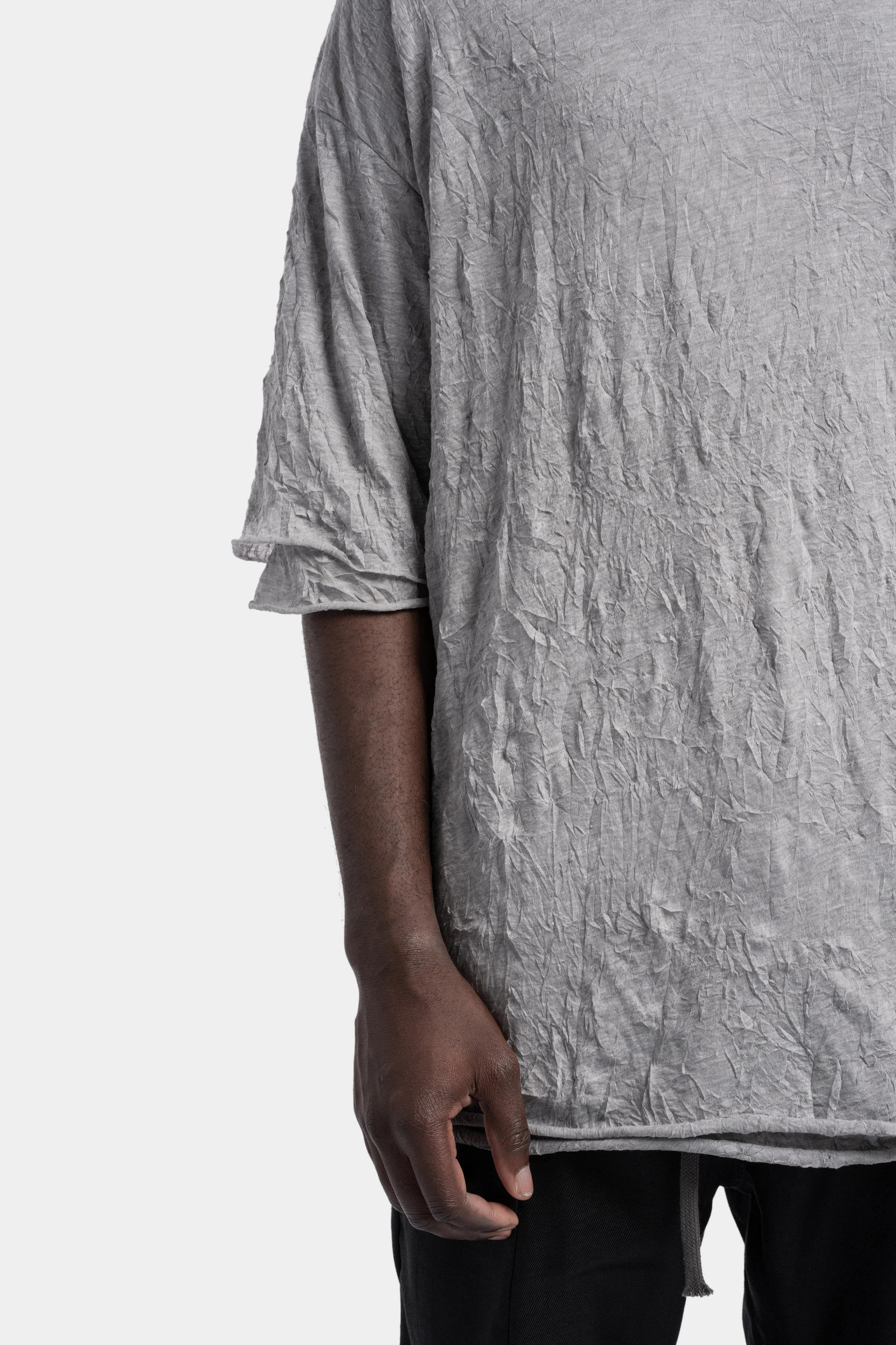 Double layer crinkled cotton oversized tee, Light grey