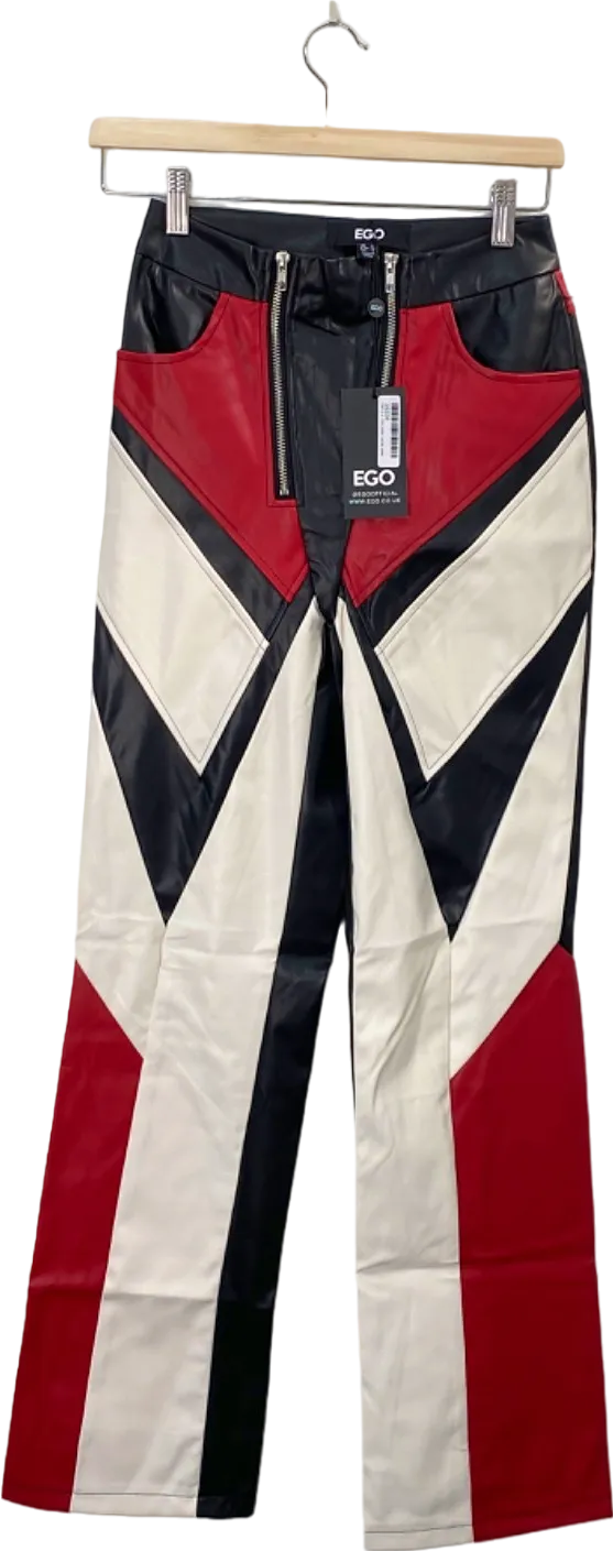 EGO Black Red Leather Motorcross Trousers UK 6