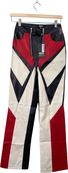 EGO Black Red Leather Motorcross Trousers UK 6