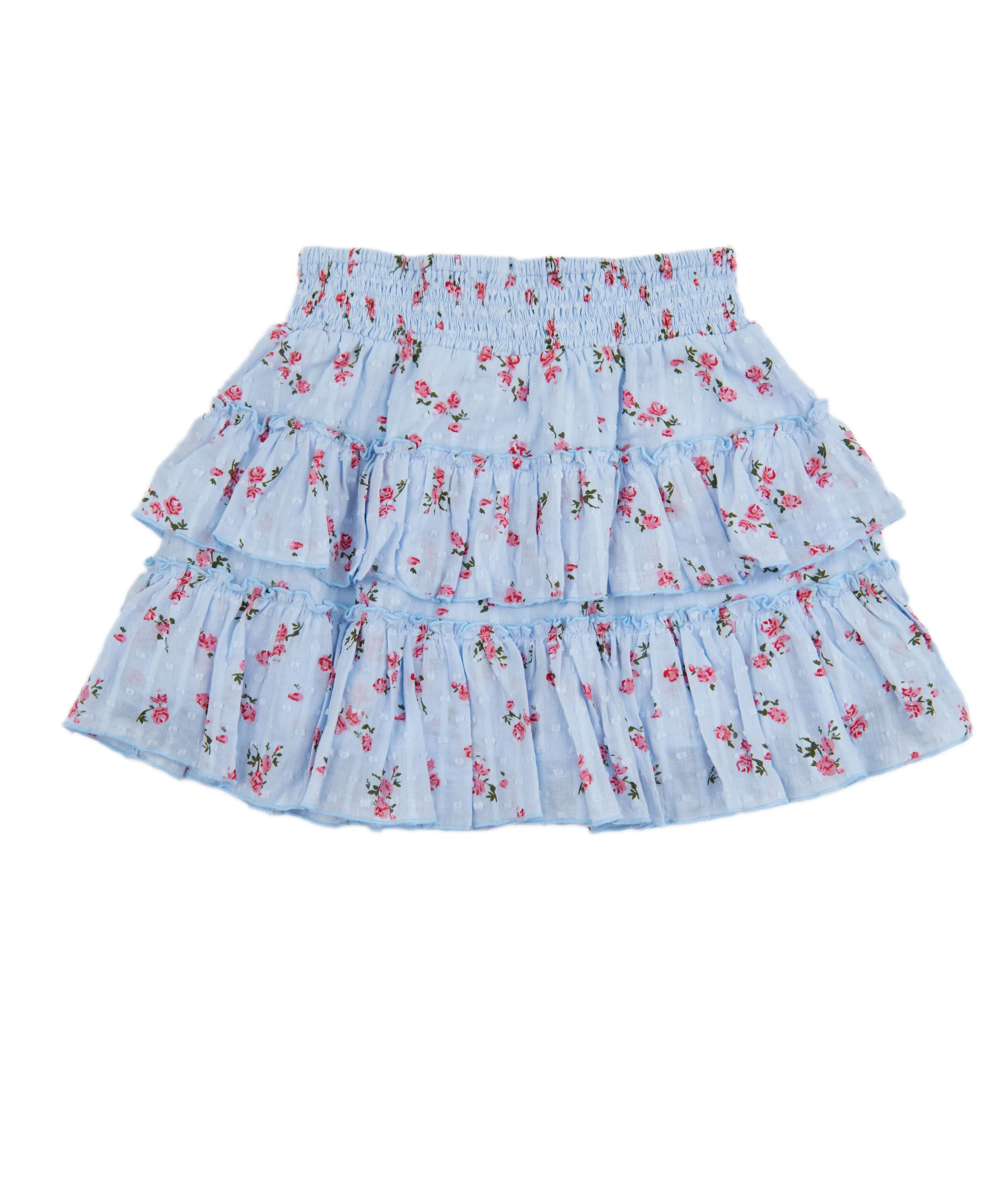 FBZ Girls Blue Floral Tiered Skirt