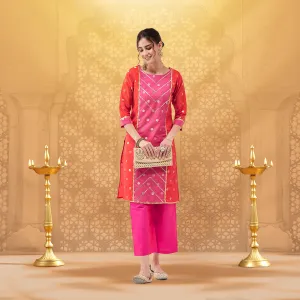 Festive Polka Bright Lace Detailed Straight Kurta