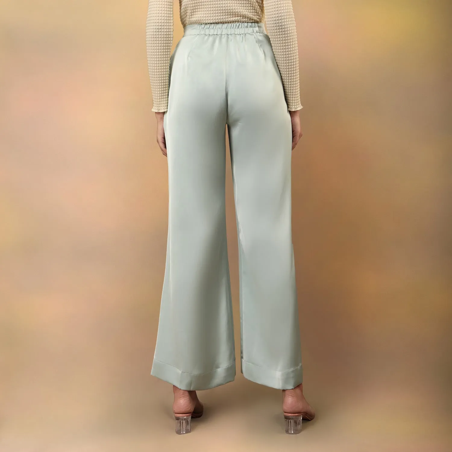 Flared Aqua Blue Trousers