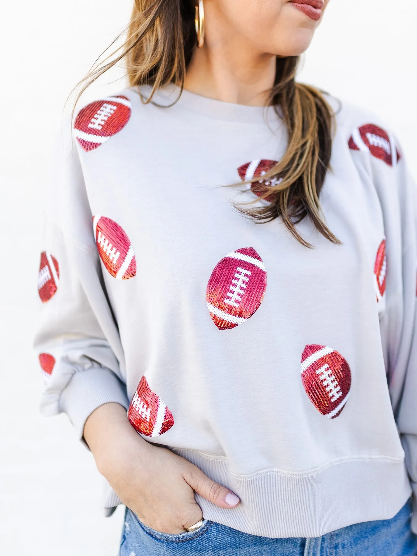 Gameday Sequin Football Crewneck