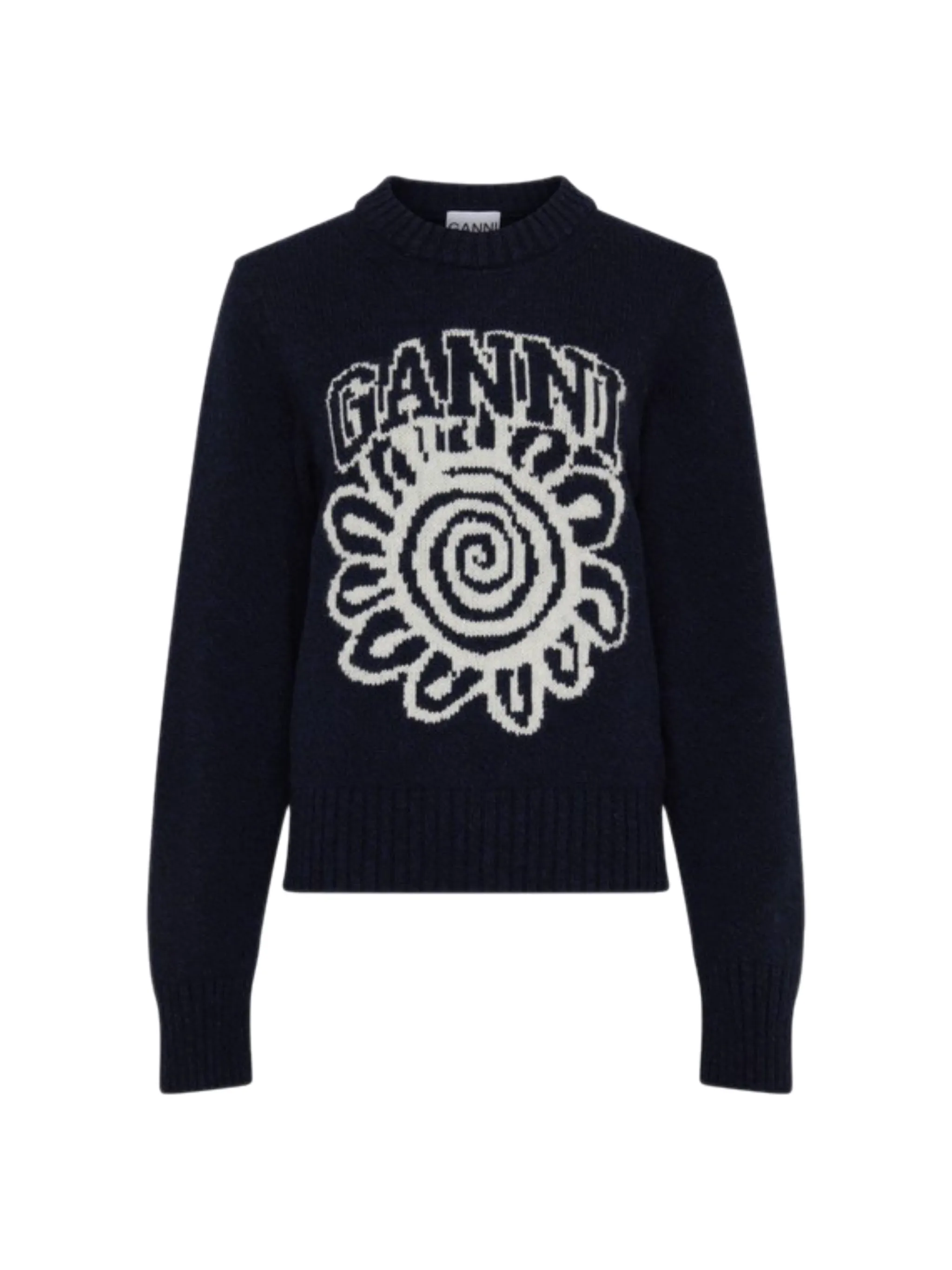 Ganni Graphic O-Neck Pullover Flower K1966