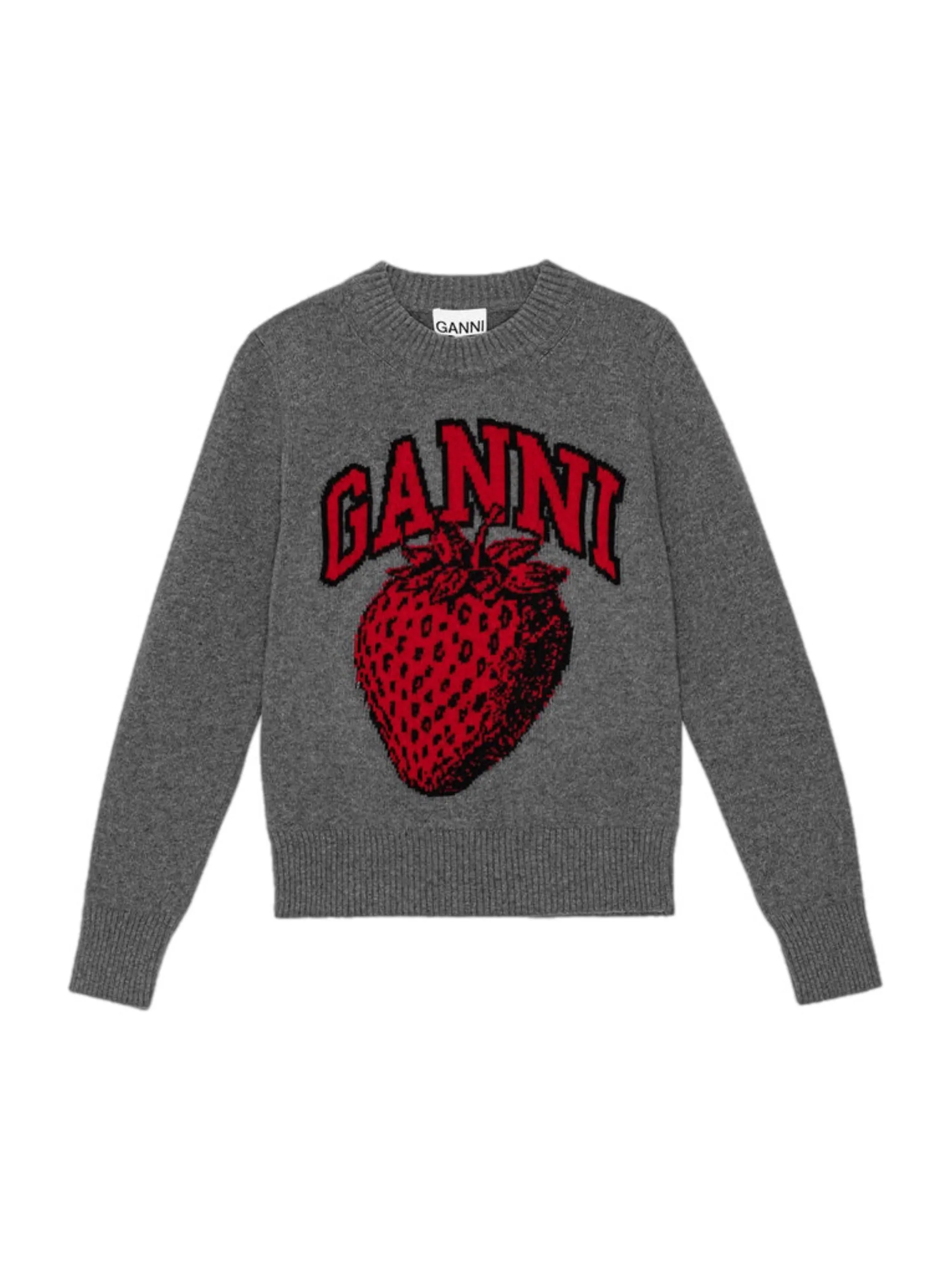 Ganni Graphic O-Neck Pullover Strawberry K2090