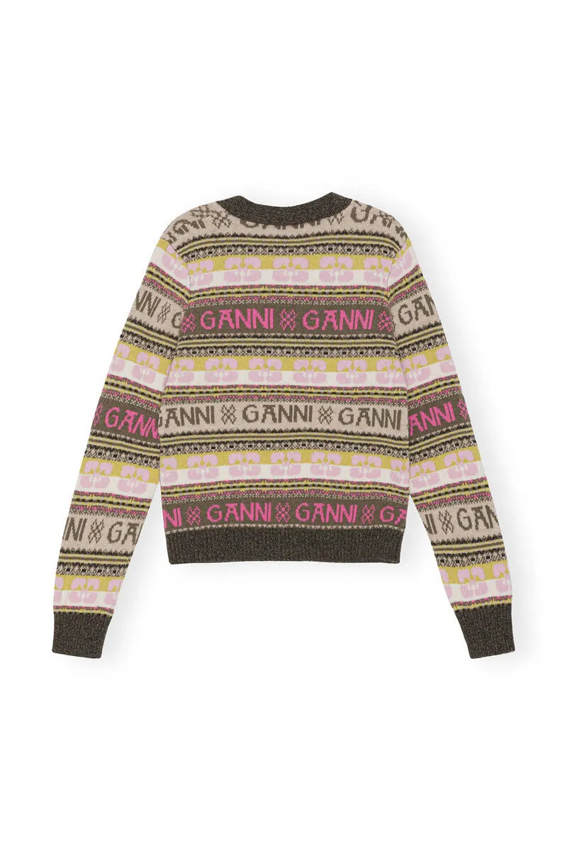 Ganni Logo Wool Mix Cardigan K2035