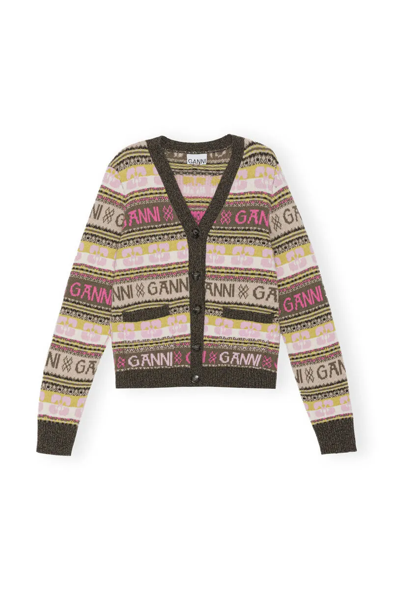 Ganni Logo Wool Mix Cardigan K2035