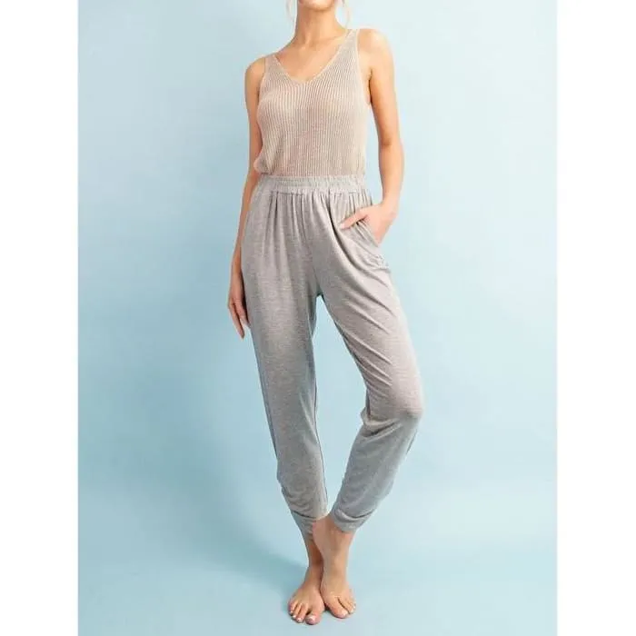 Gray Shirred Ankle Lounge Pants