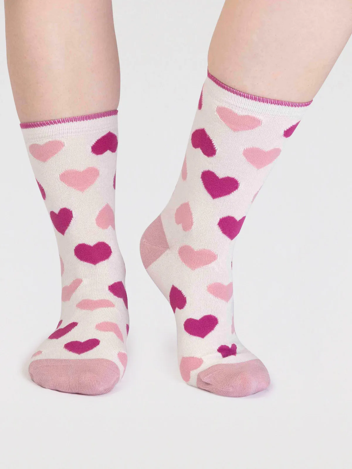 Haddie Bamboo Love Heart Socks - Stone White