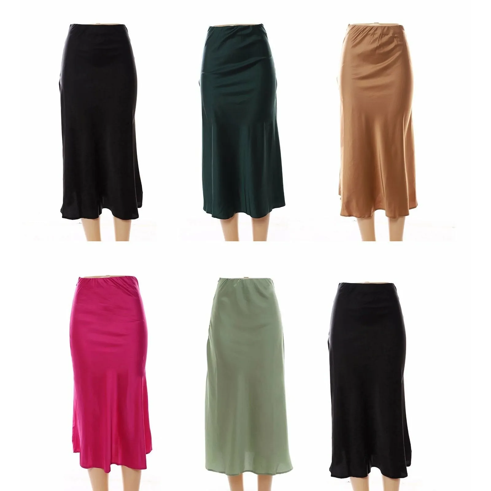 High Waisted Summer Satin Skirts