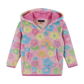 Hooded Colorful Flower Plush Pull Over | Pink