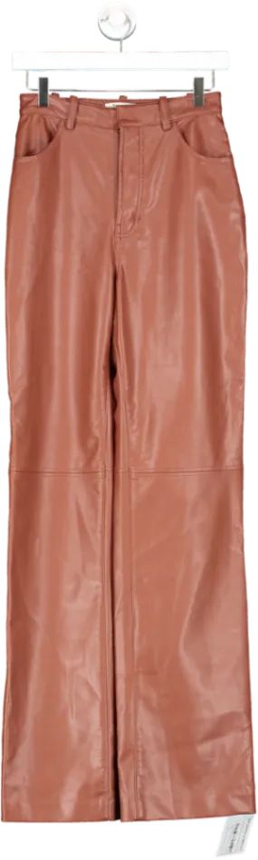 House of CB Brown Inaya Tan Stretch Vegan Leather Trousers UK S