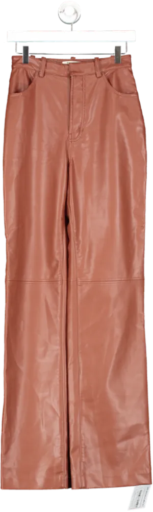 House of CB Brown Inaya Tan Stretch Vegan Leather Trousers UK S