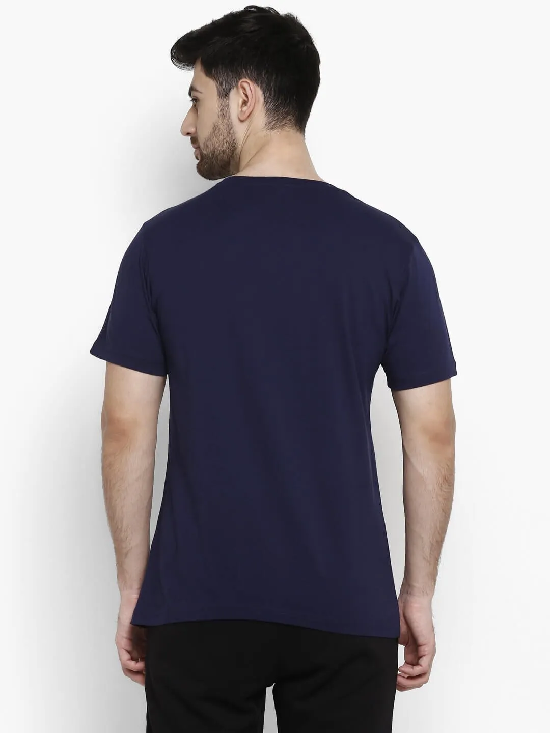 Isaac Men Cotton Navy Blue T-Shirt