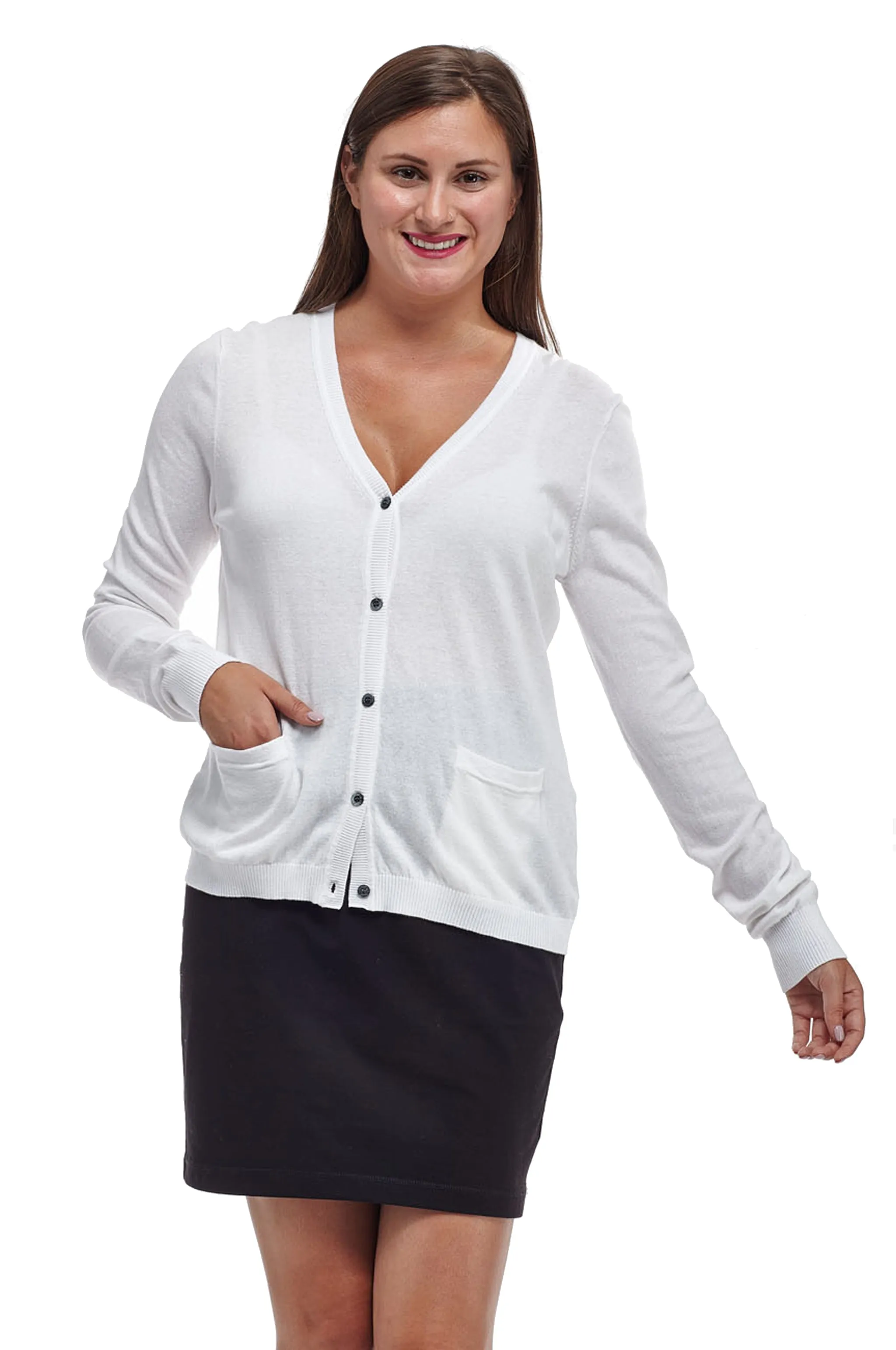 La Cera Long Sleeve Cardigan with Pockets - Plus Size