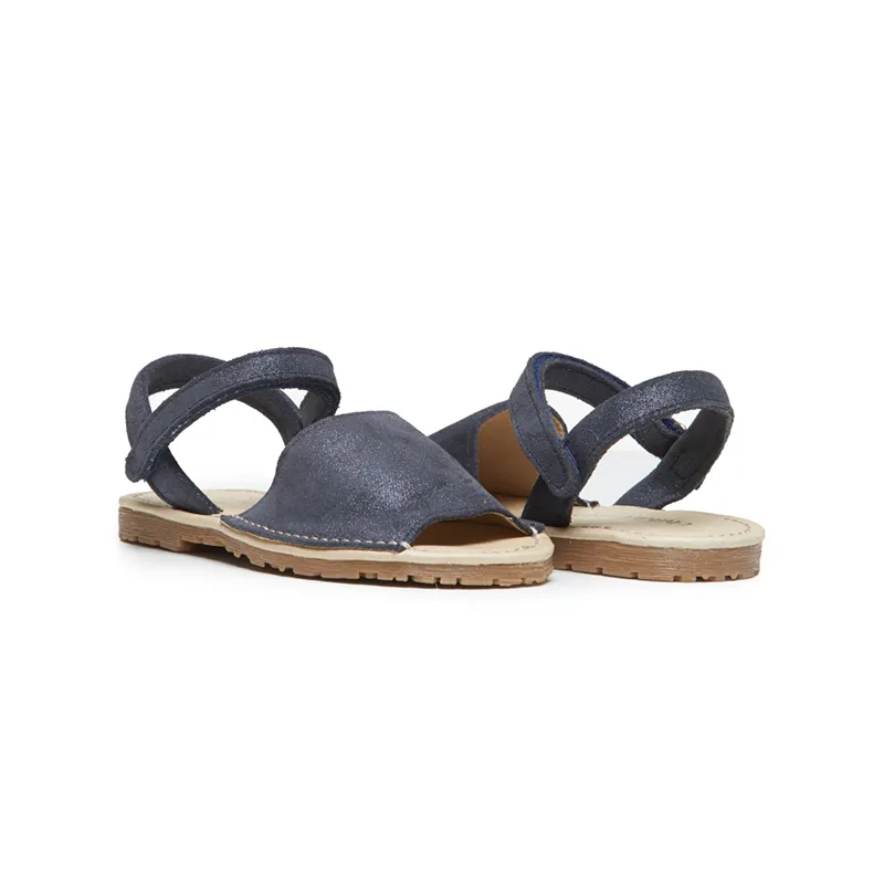 Leather Sandals in Navy Glitter