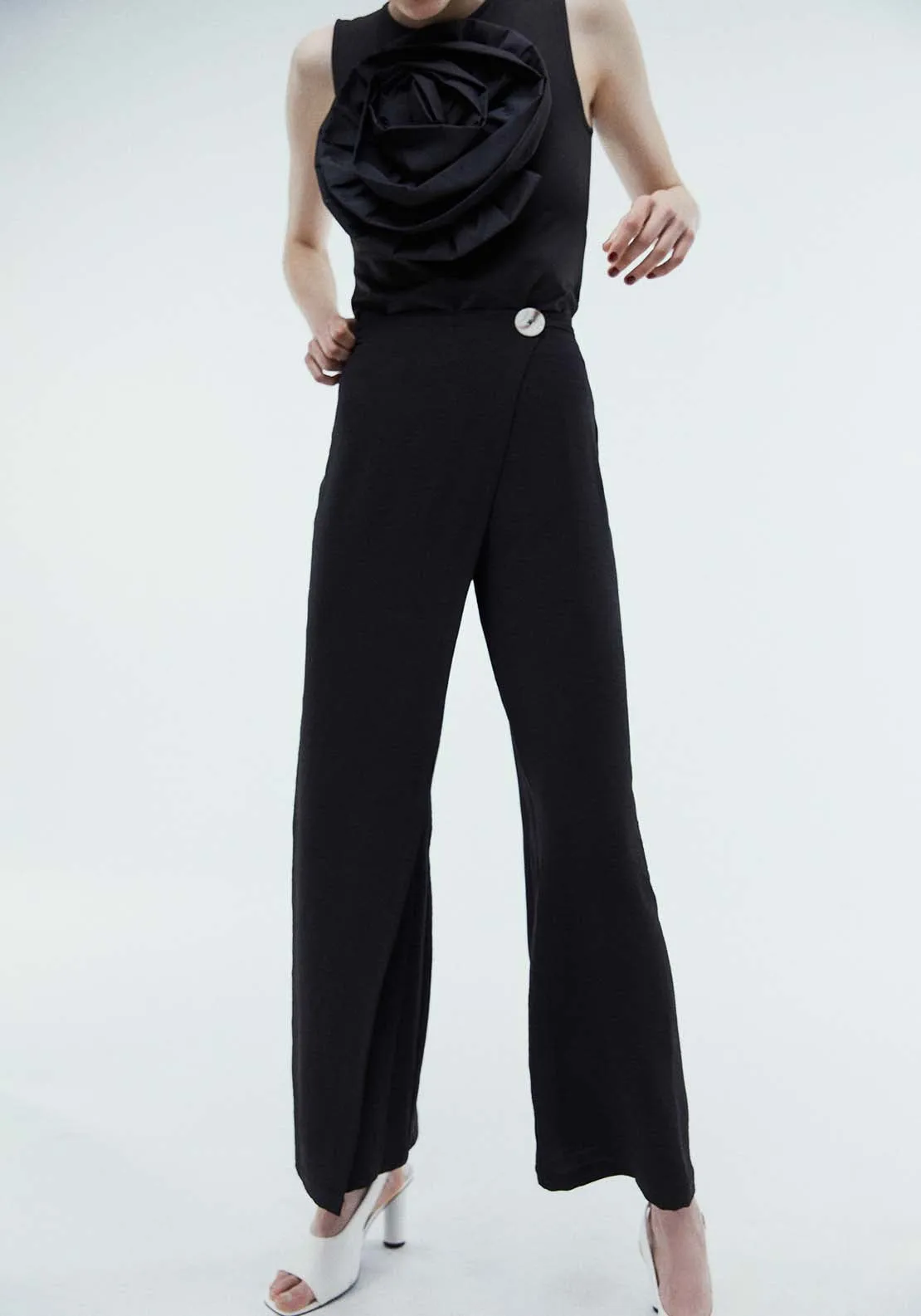 Loose-fit pareo trousers - Black