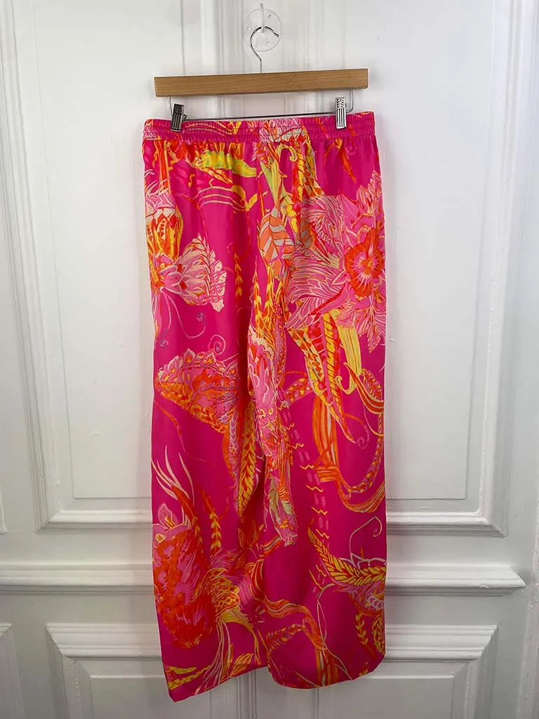 Malissa J Butterfly Print Palazzo Trousers - Hot Pink