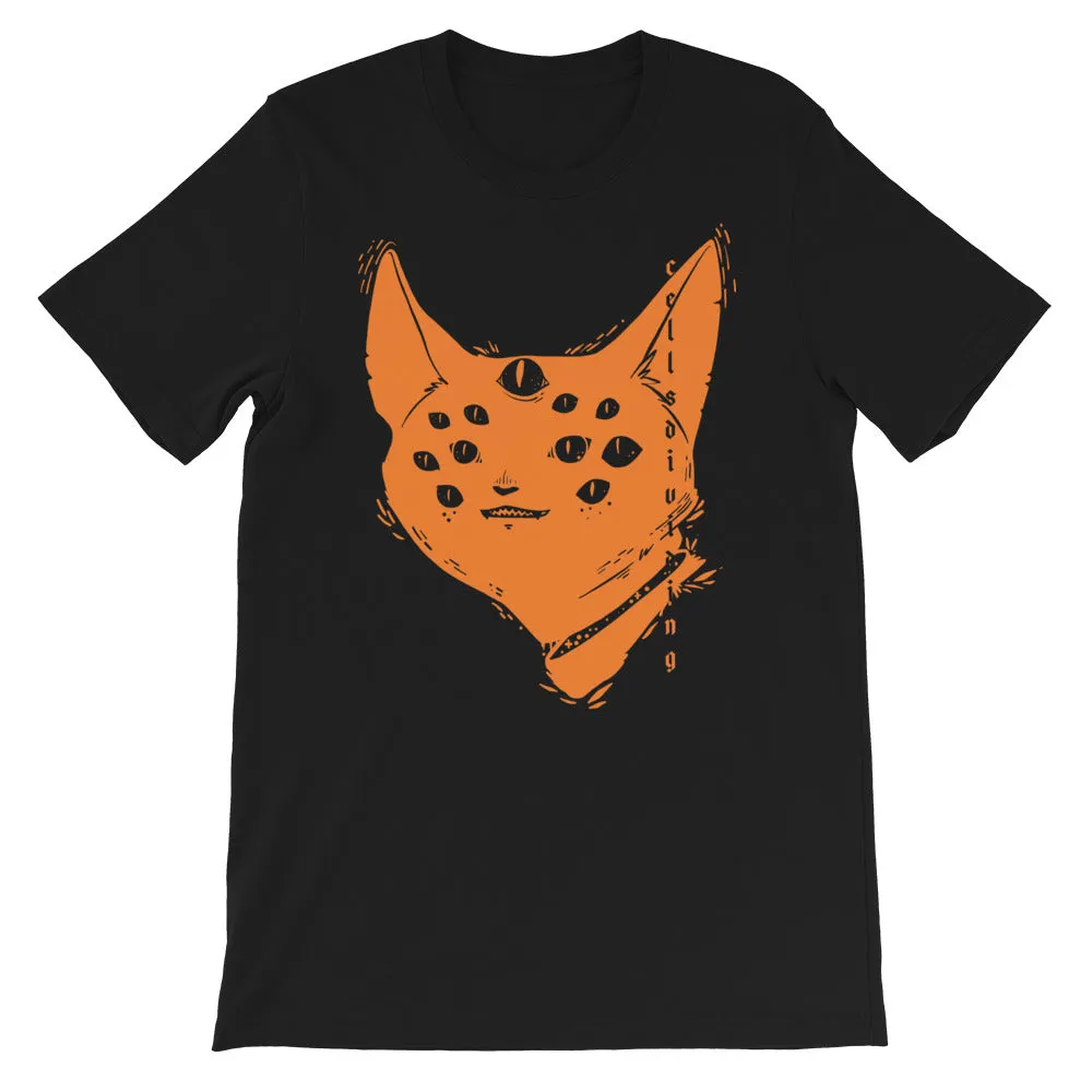 Many Eyed Cat, Unisex T-Shirt, Black