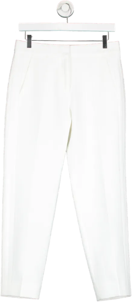 ME EM White Textured Straight Leg Tailored Trousers UK 8