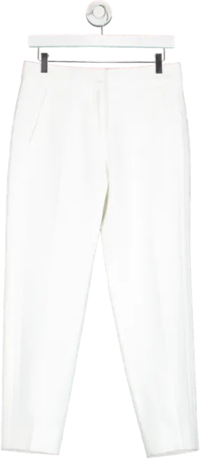 ME EM White Textured Straight Leg Tailored Trousers UK 8