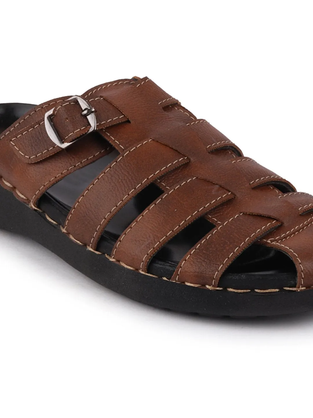 Men Brown Casual Slip-On Fishermen Sandals