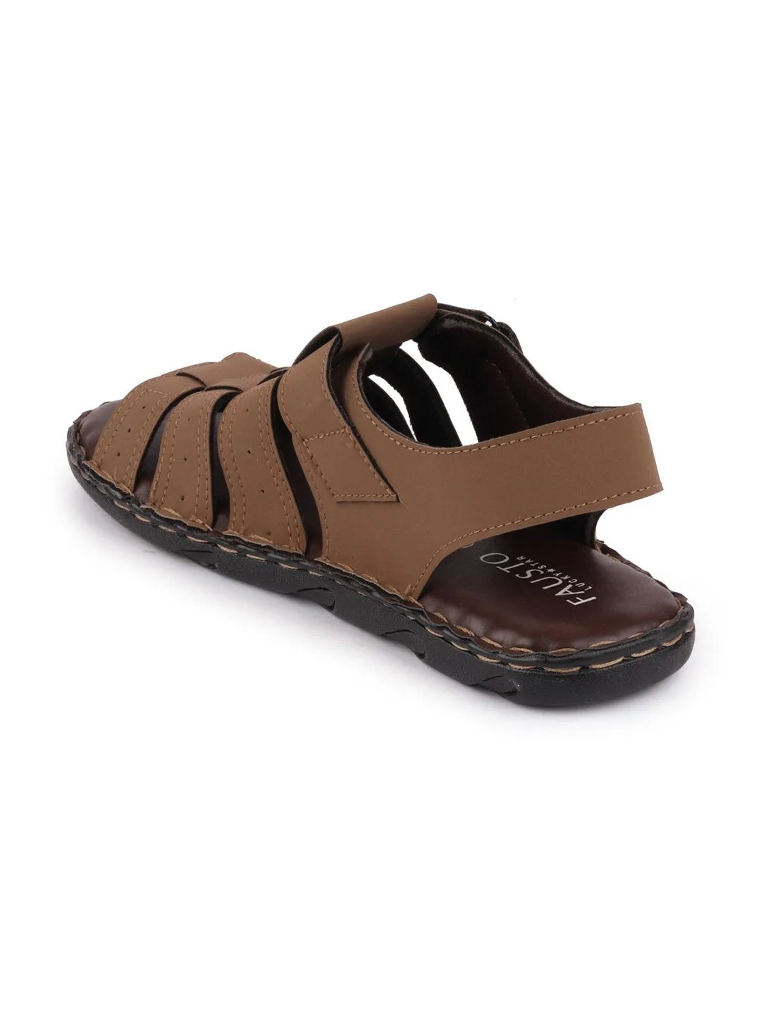 Men Brown Casual Speed Laces Fishermen Sandals