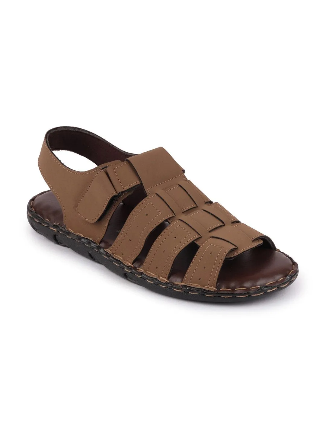 Men Brown Casual Speed Laces Fishermen Sandals