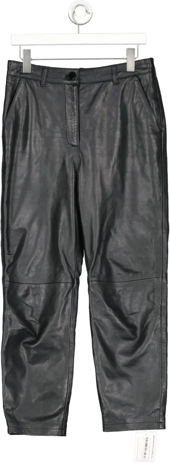 Mint Velvet Black Faux Leather Trousers UK 12