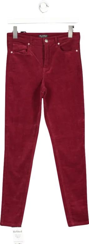 Miss Selfridge Red Skinny Cord Trousers UK 8