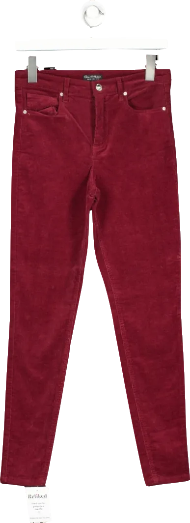 Miss Selfridge Red Skinny Cord Trousers UK 8