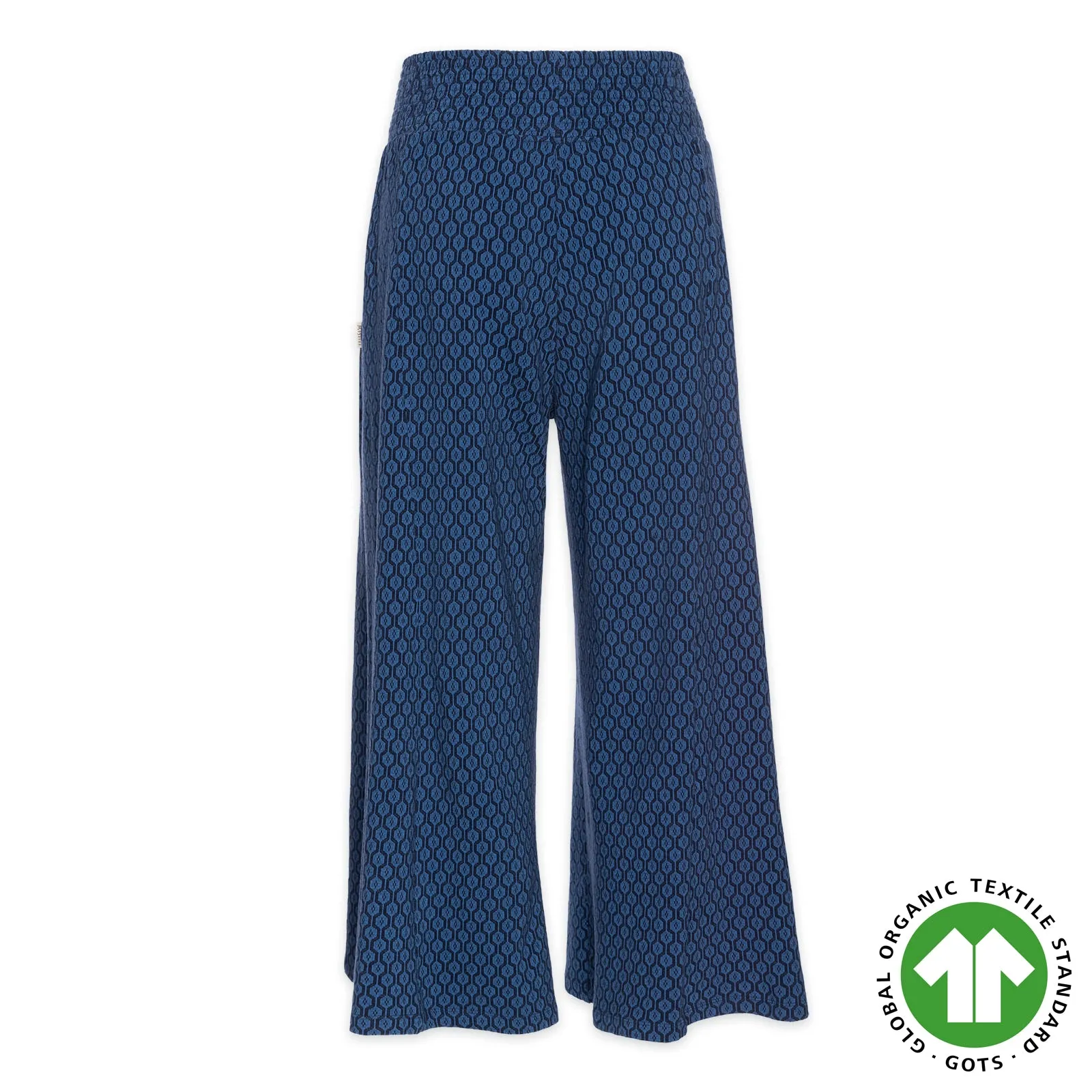 Moshiki Navy Geometrical Flared Trousers