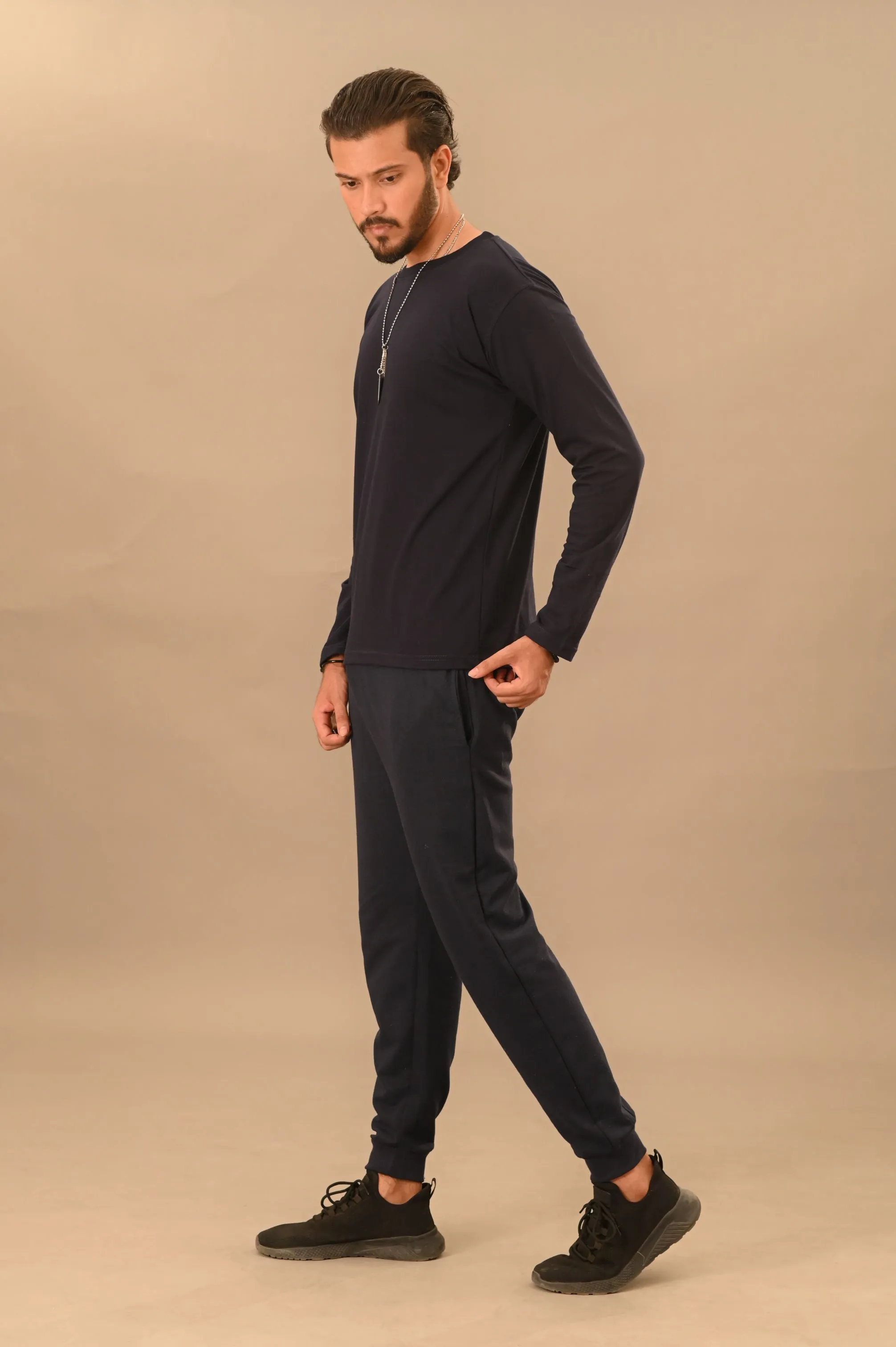 Navy Blue Full Sleeve T-Shirt - Men