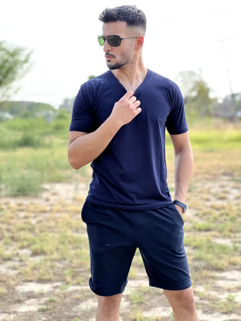 Navy Blue V-Neck T-Shirt