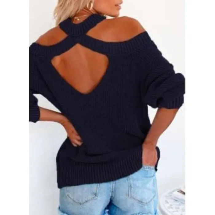 Navy Cross Back Sweater