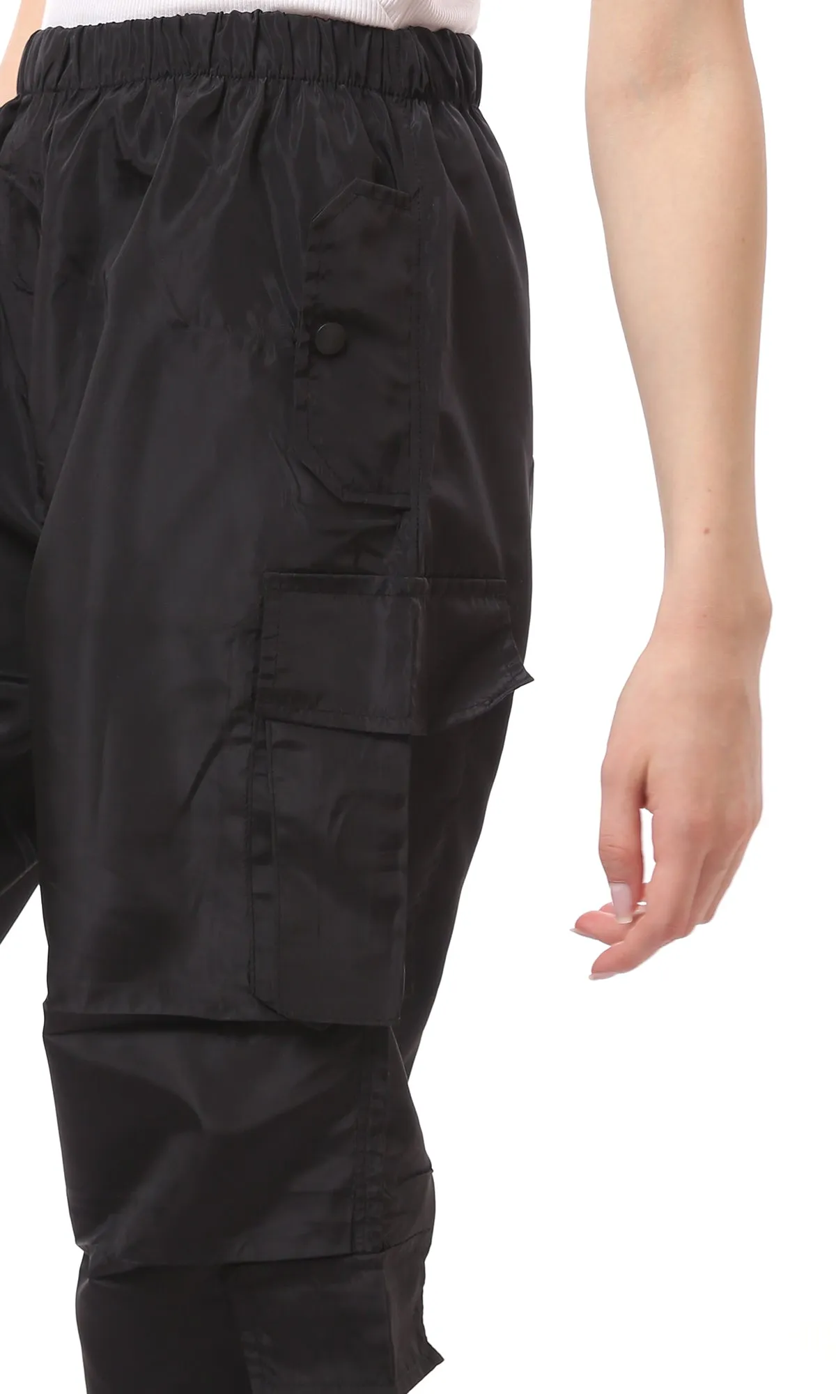 O170600 Adjustable Elastic Waist Black Waterproof Pants