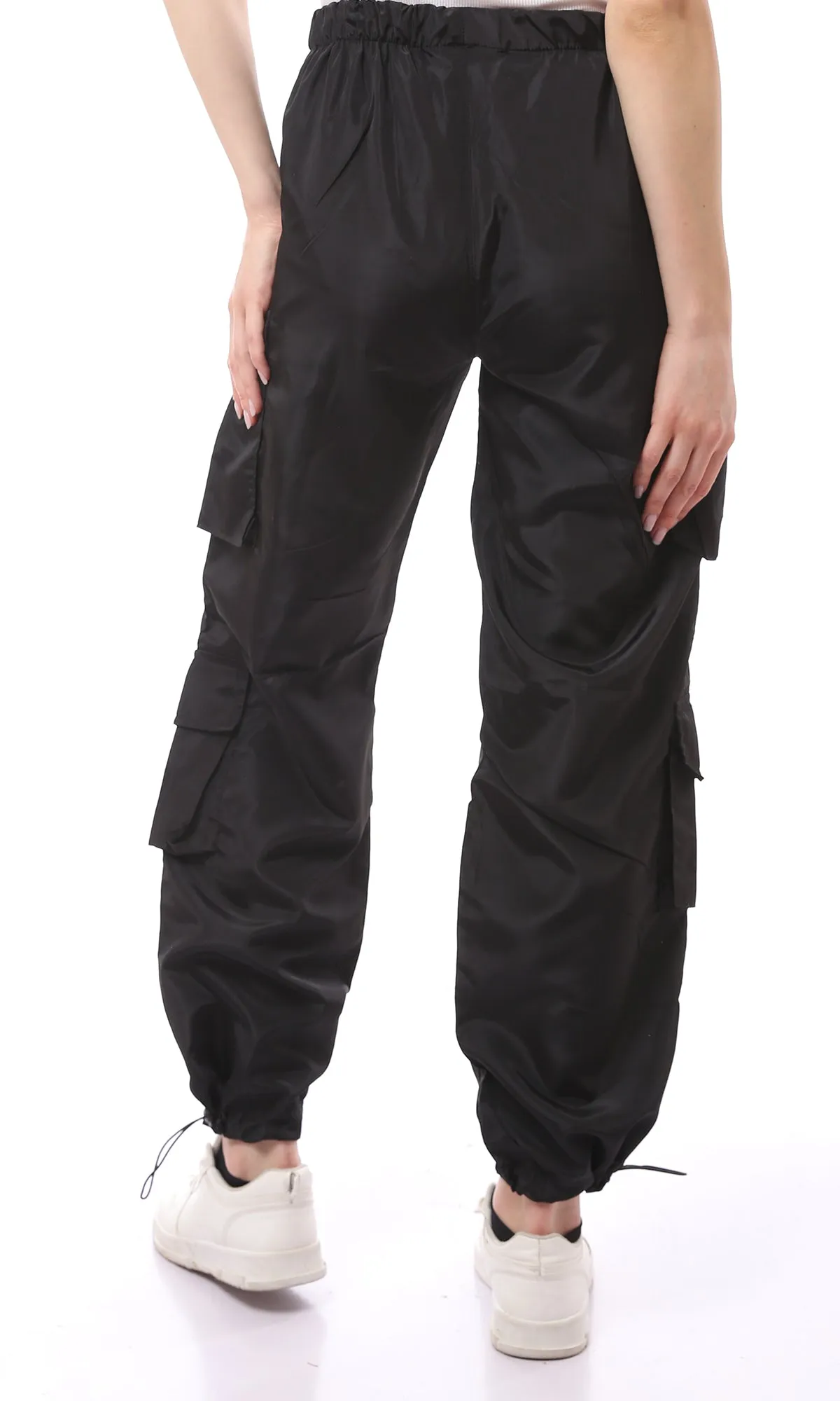 O170600 Adjustable Elastic Waist Black Waterproof Pants