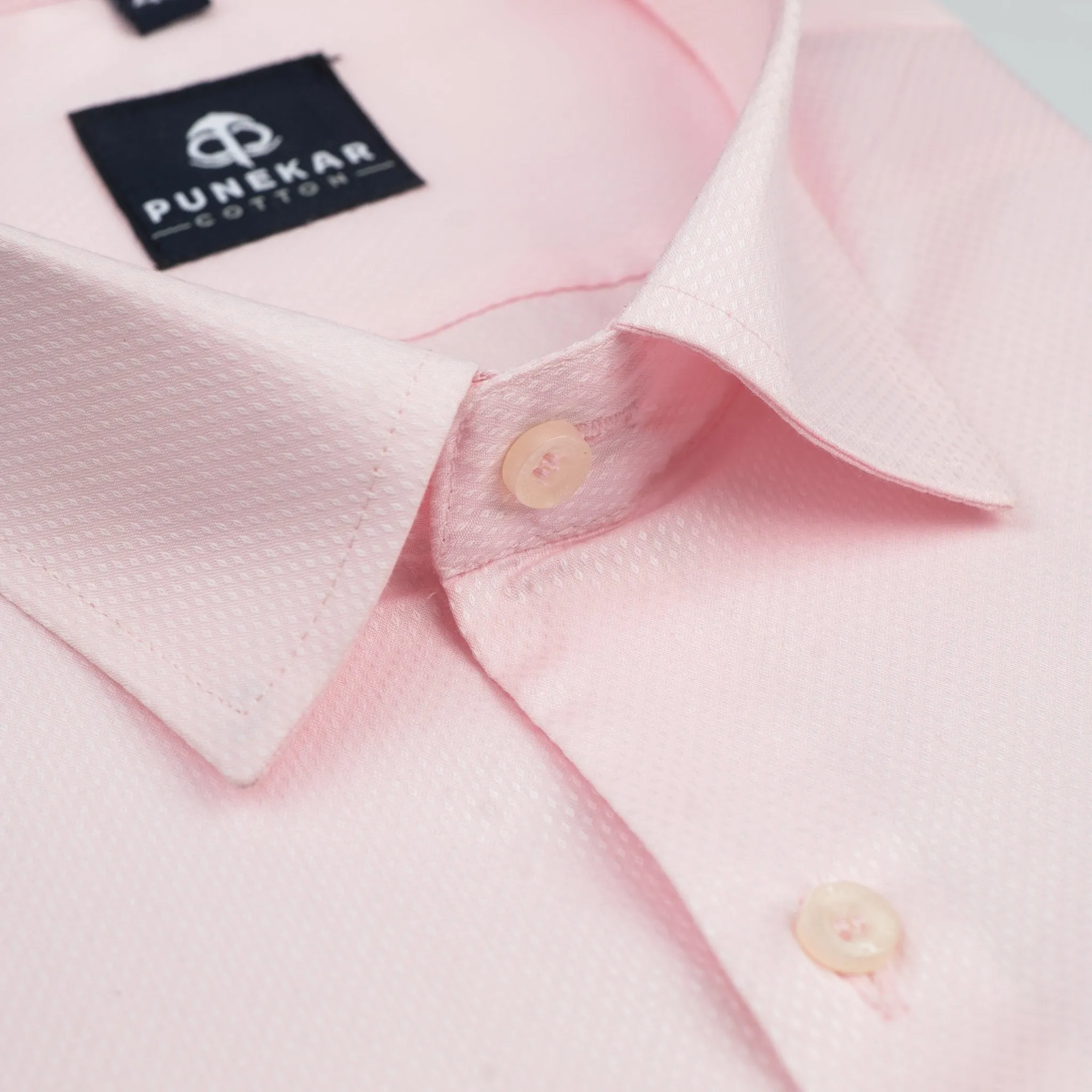 Pink Color Dotted Dobby Cotton Shirt For Men