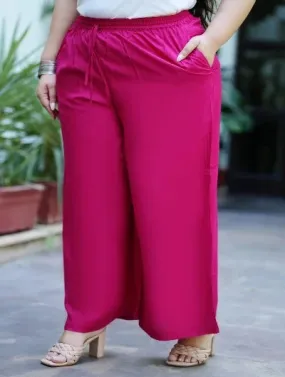 Plus size Pink Rayon Wide Leg Palazzo