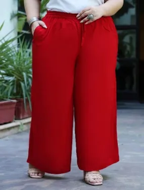 Plus size Red Rayon Wide Leg Palazzo