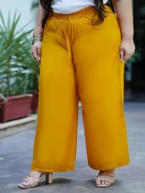 Plus size Yellow Rayon Wide Leg Palazzo