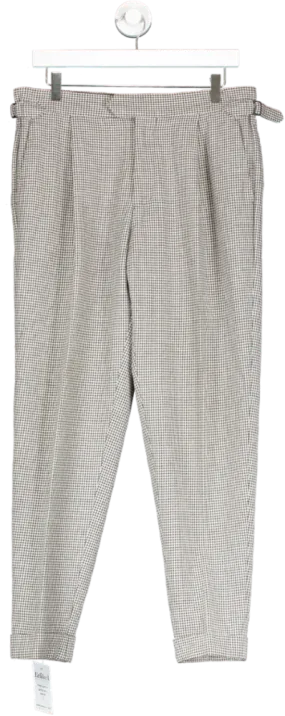 REISS Grey Poppytooth Adjuster Trousers W32