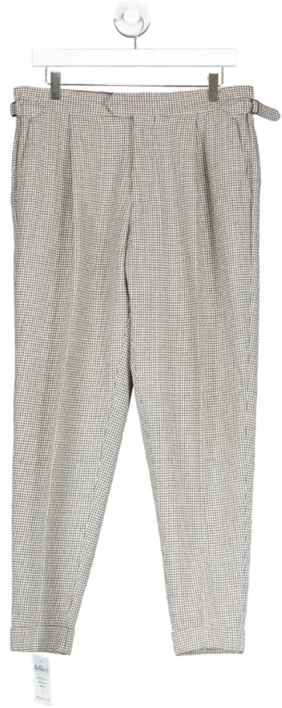 REISS Grey Poppytooth Adjuster Trousers W32