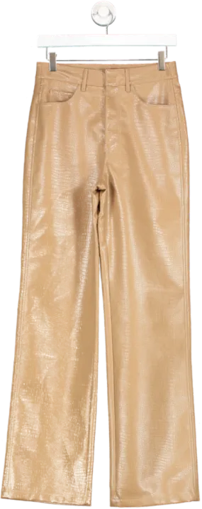 Rotate Brown Textured Straight Trousers UK S