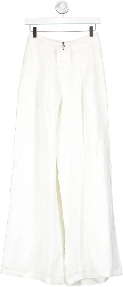 Second Summer Cream Anais Wide Leg Linen Trousers UK XS