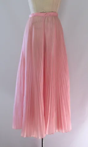 SHEER MAGIC 70s Pink Pleated Organza Palazzo Pants, Small