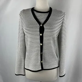 St Johnblack/white stripe cardigan and top