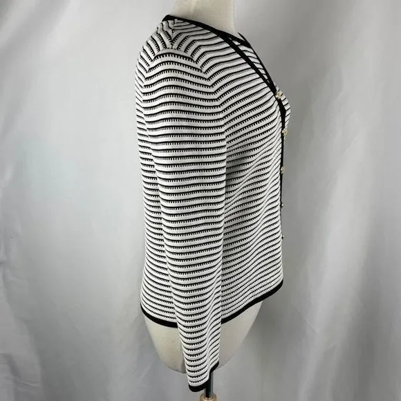 St Johnblack/white stripe cardigan and top