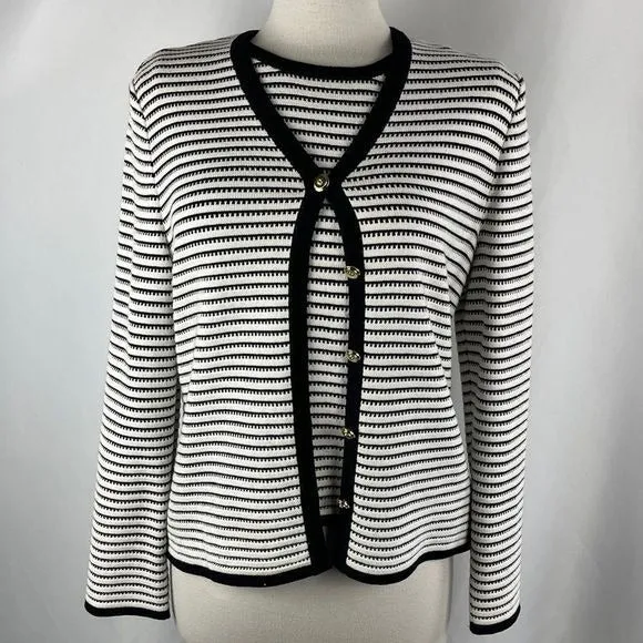 St Johnblack/white stripe cardigan and top